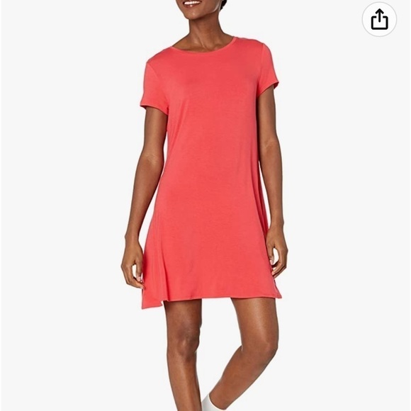 NWT small Amazon Essentials Women's Short-Sleeve Scoop Neck Swing Dress - Picture 1 of 5